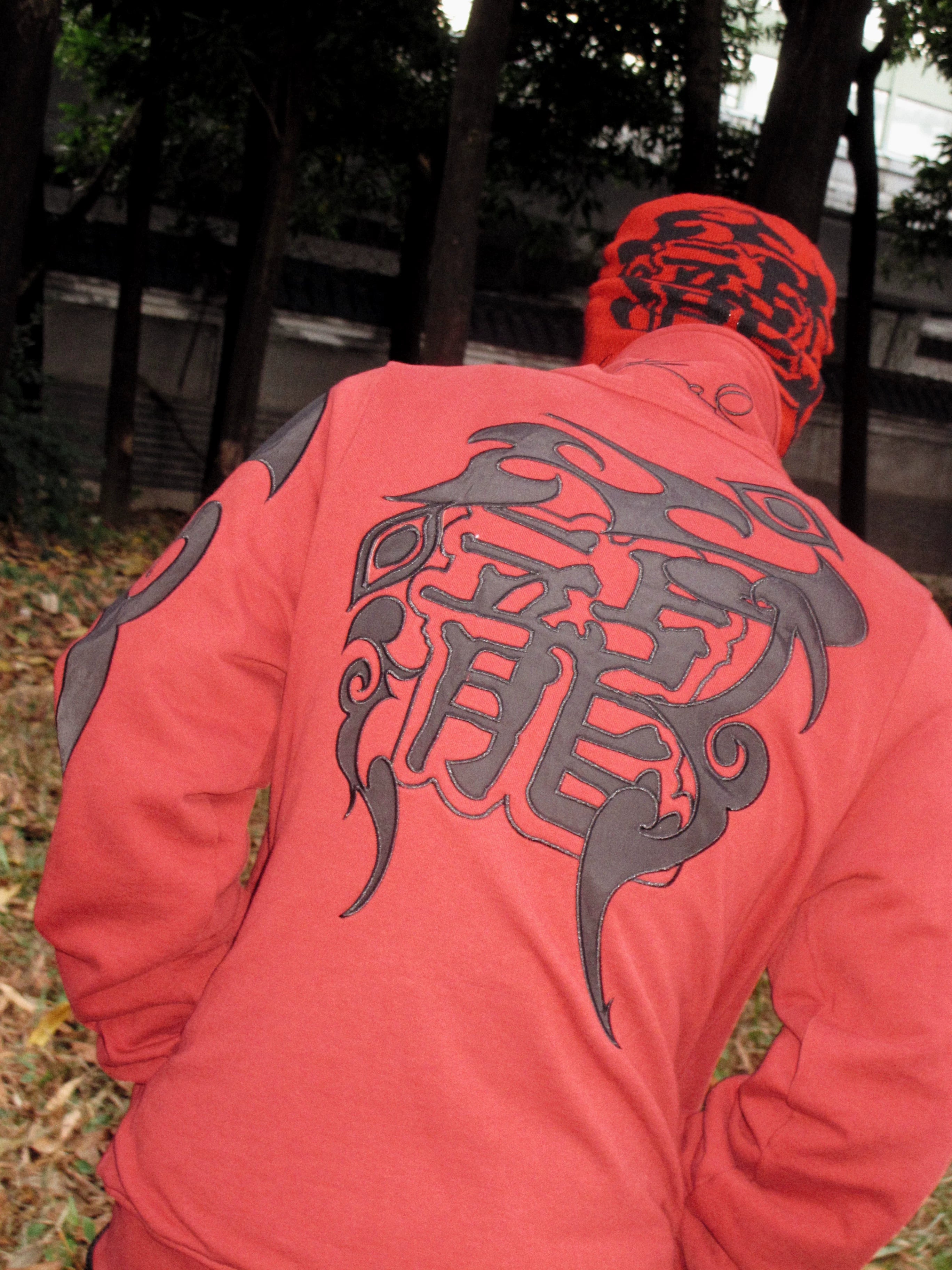 Game One 25FW "Red Dragon" Totem Embroidery Heavy Zip Sweater Jacket