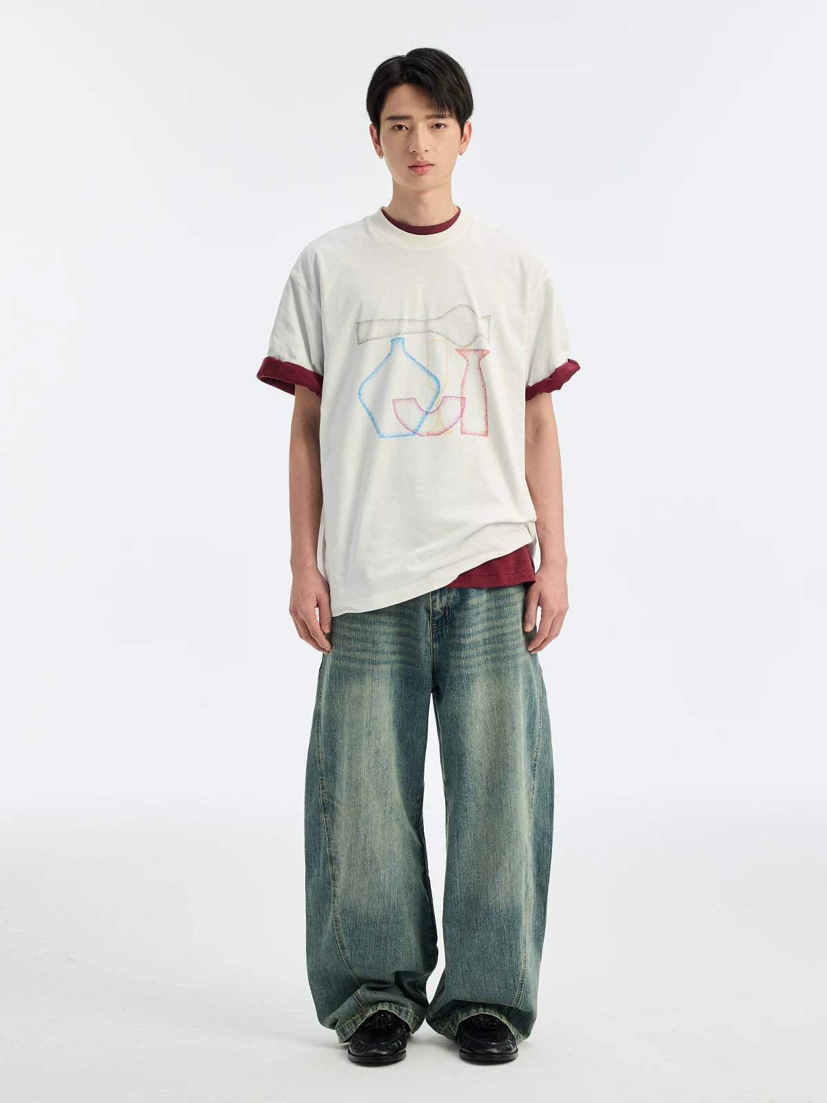 BUTTBILL Loose Gradual Change Casual Tee