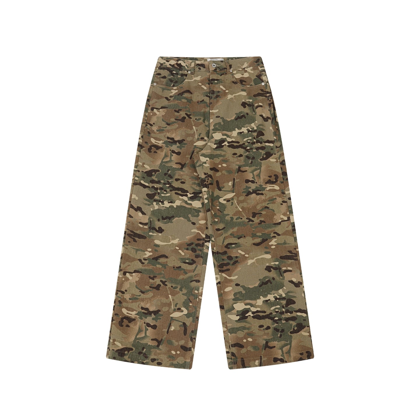 FUNKYFUN Twill Loose Wide-leg Tooling Camouflage Pants