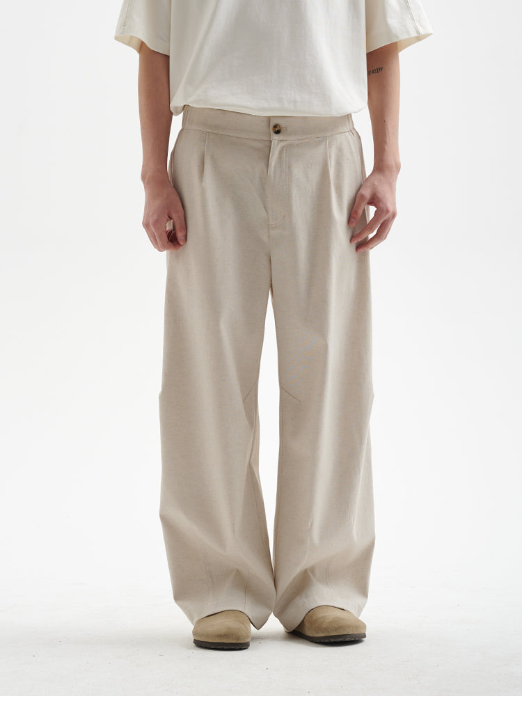 BUTTBILL 25SS Vintage Solona cotton and linen wide-leg cool Pants
