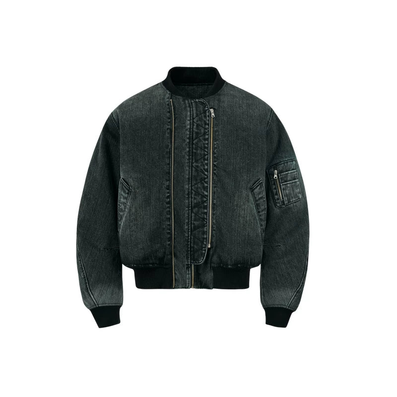 NONRADICAL Bamboo pattern scimitar sleeveMA1 padded denim jacket