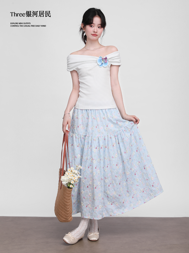 Three High Waist Thin Floral Skirts