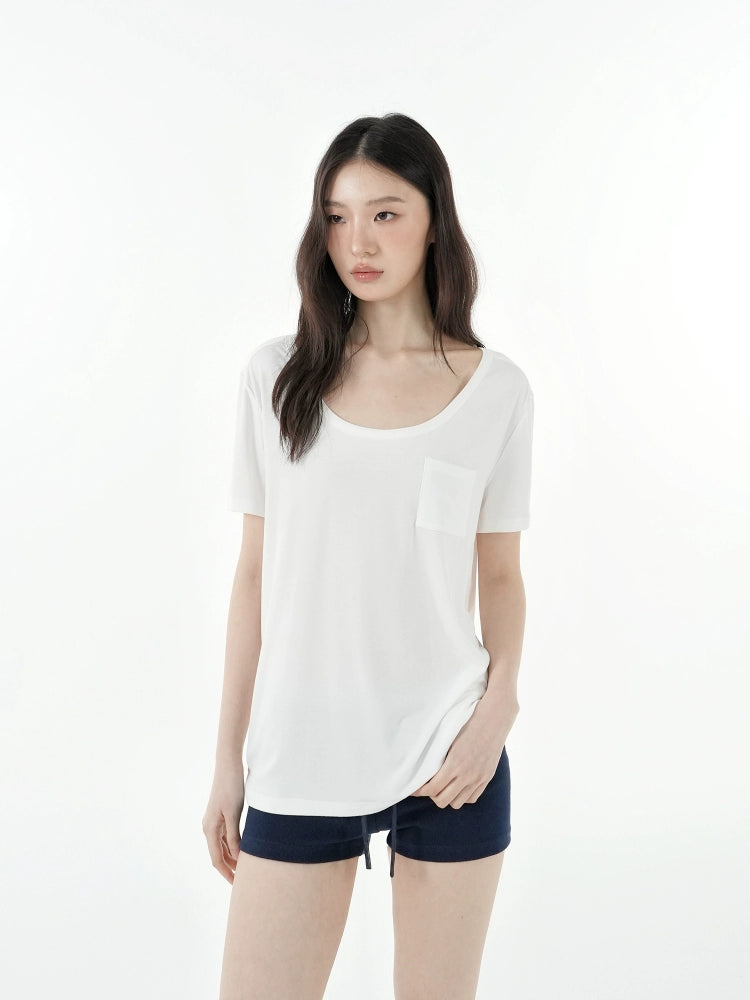 Jim Kennet Cool Big Round Neck Low Chest Loose Tee