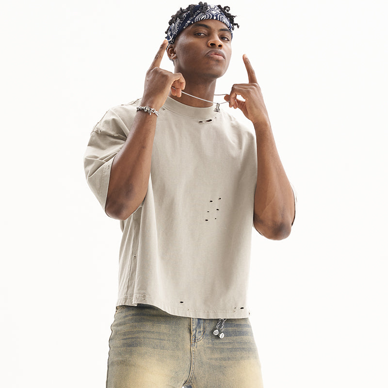 FIVE MEN heavy cotton Distressed Boxy Tee