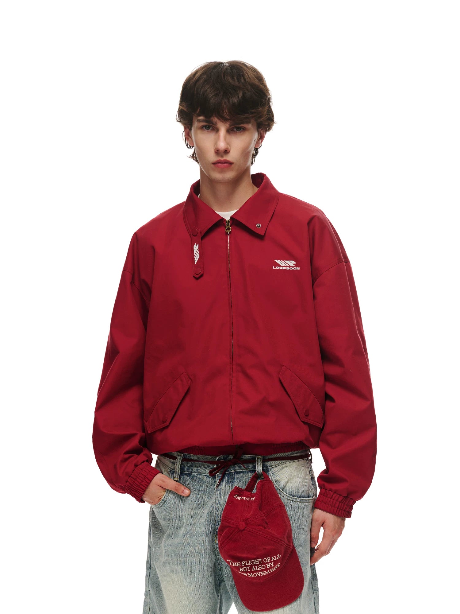 Loopsoon Collar Loop Embroidery Versatile Simple Casual Tee