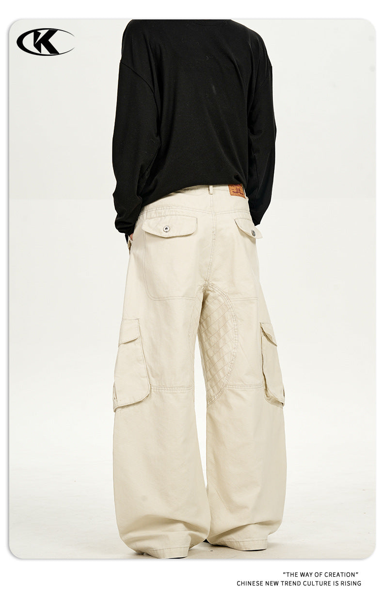11KN Retro Straight Loose Wide-leg Casual Scimitar Pants