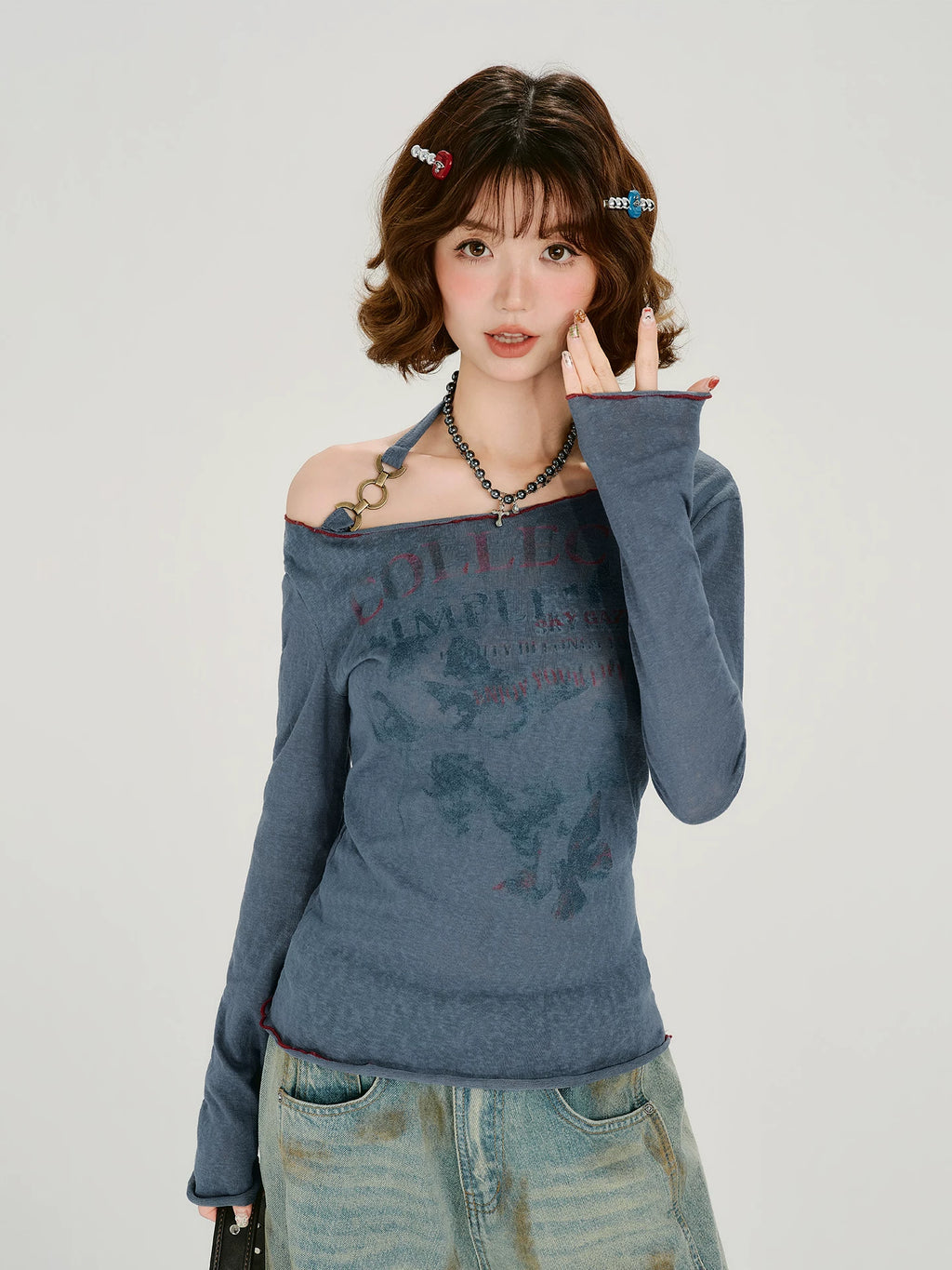 Girlyhalo Casual Long Sleeve Neck Suspender