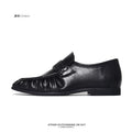 SHENLV STUDIO Pleated Niche Embroidered Casual Leather Shoes