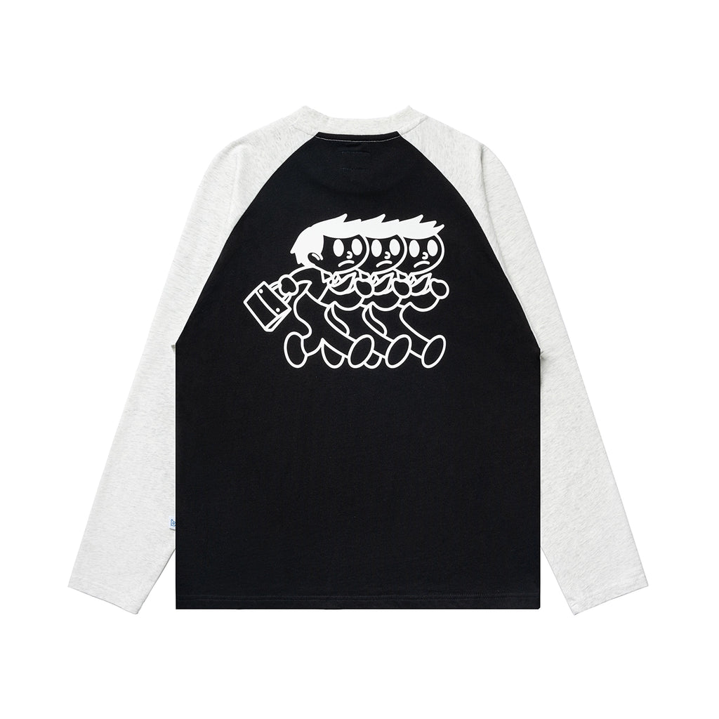 BENT IDEA Casual Color Matching Shoulder Long Sleeves
