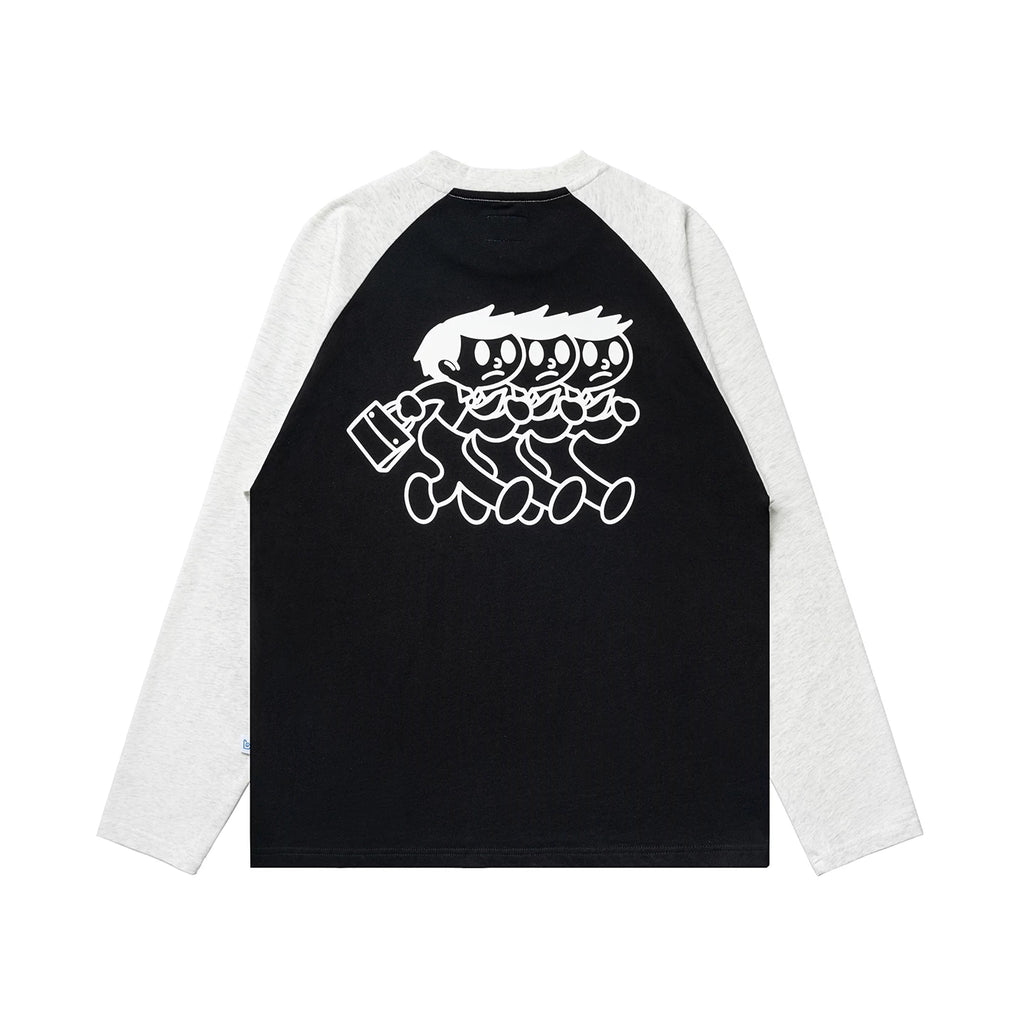 BENT IDEA Color Matching Shoulder Casual Long Sleeve