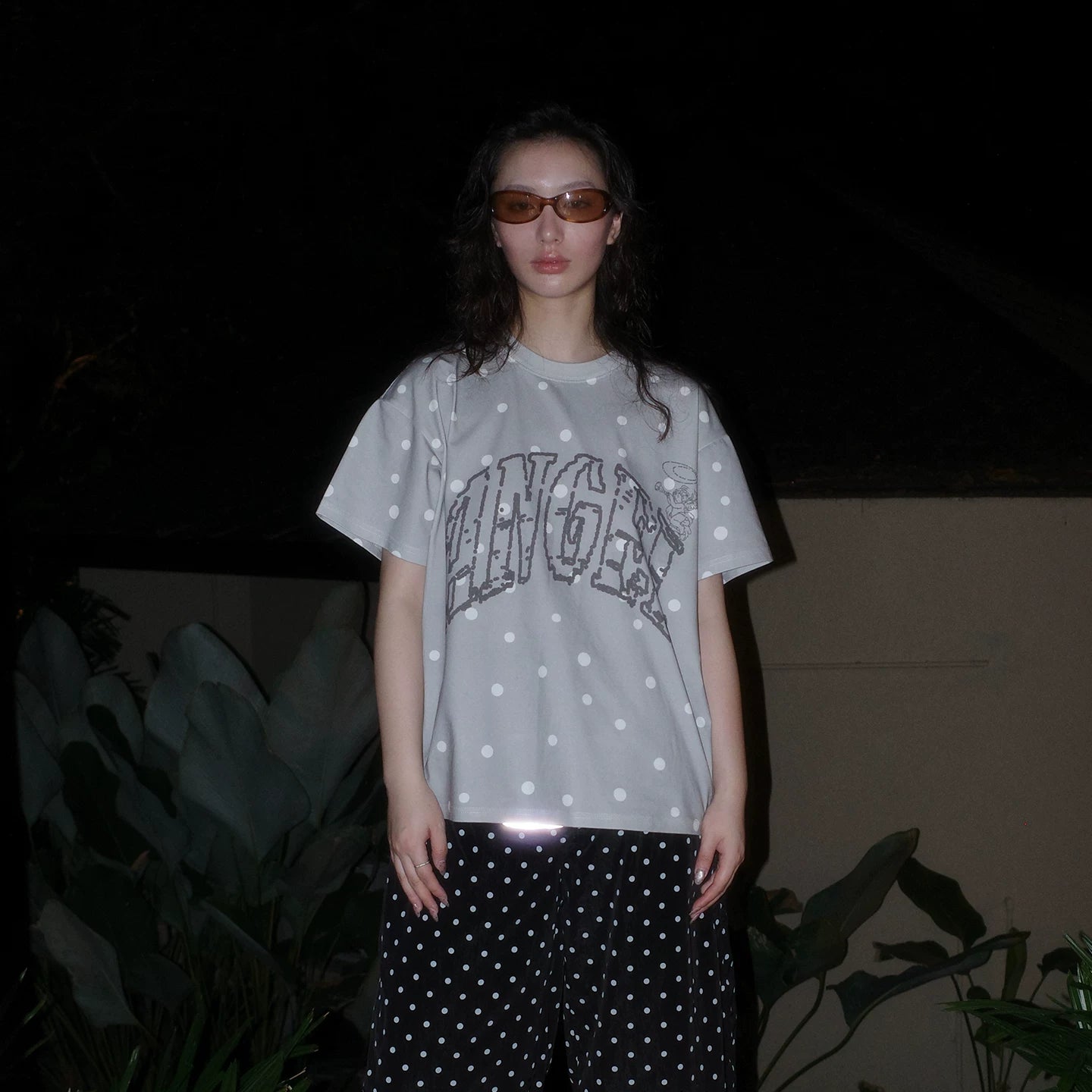 Vulcan Polka Dot Angel Letter Print Comfortable Tee