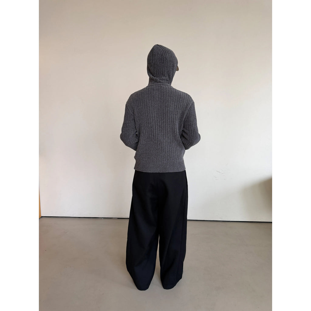 Anniehall Shoulder Blend Double Zip Hooded Knitted Sweater