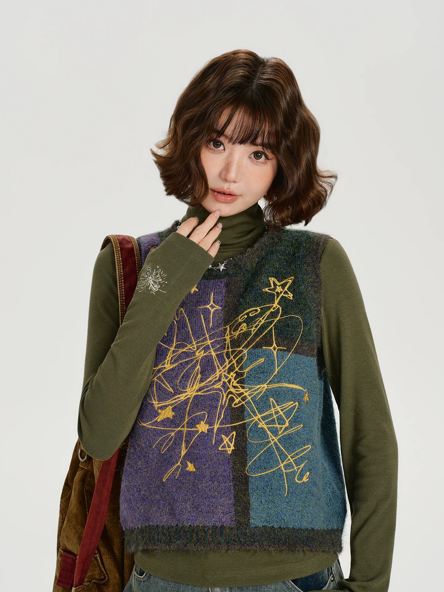 Girlyhalo Vintage Color Matching Vest