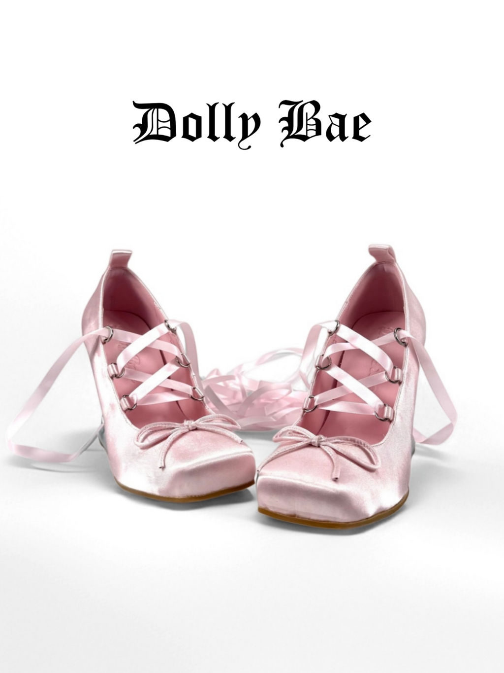 Dollybae Square Head Bow Ribbon Ballet Shoes
