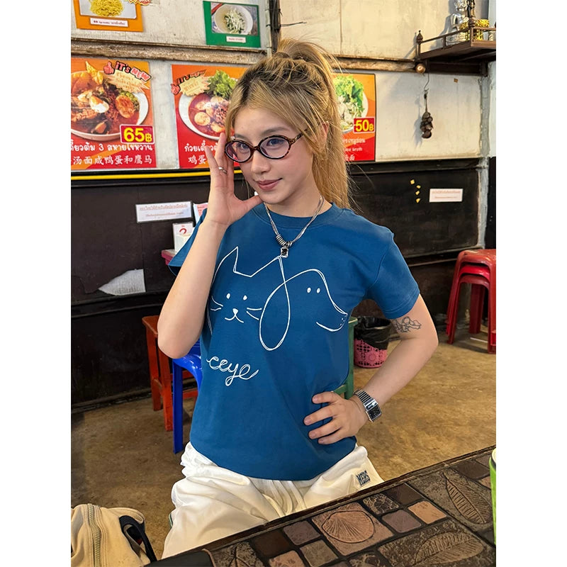 CCYE Stick Figure Front Shoulder Casual Tee