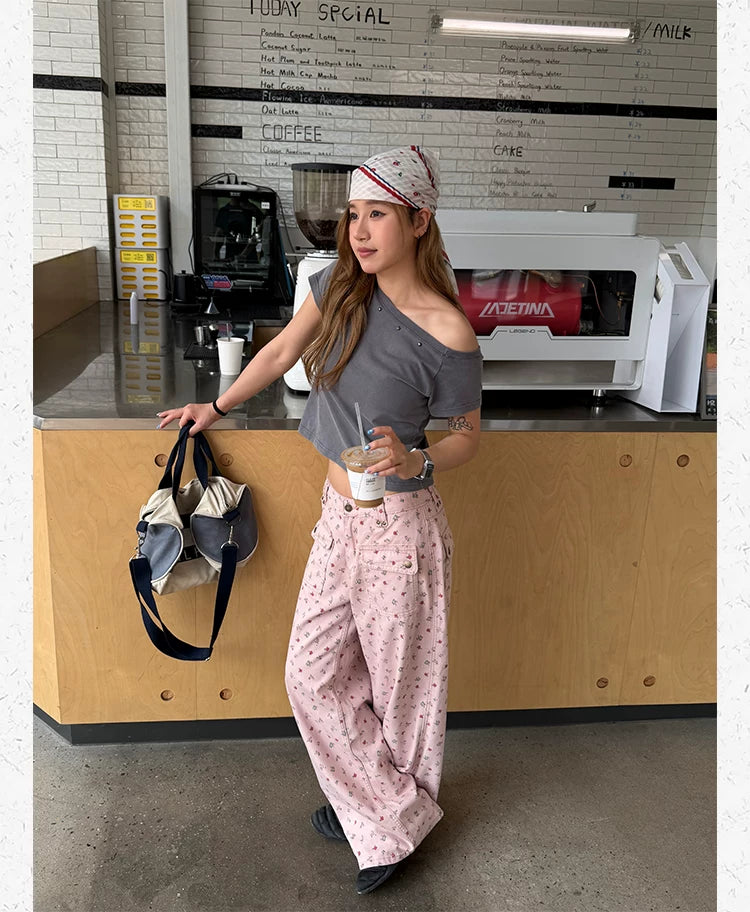 CCYE Floral Straight Versatile Drape Casual Pants