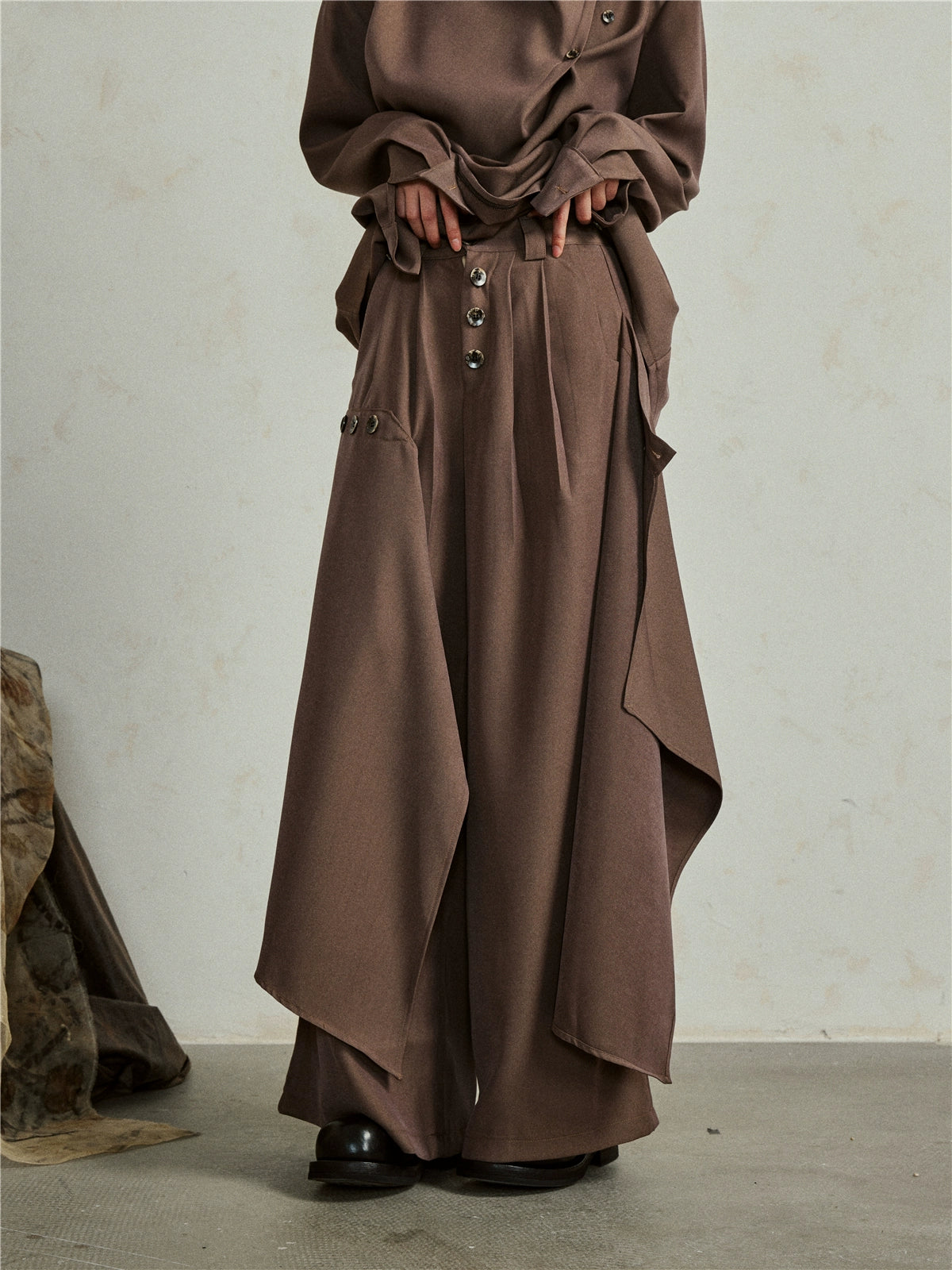 SUNYVONNE Irregular Multi-piece Two-wear Wide-leg Pants