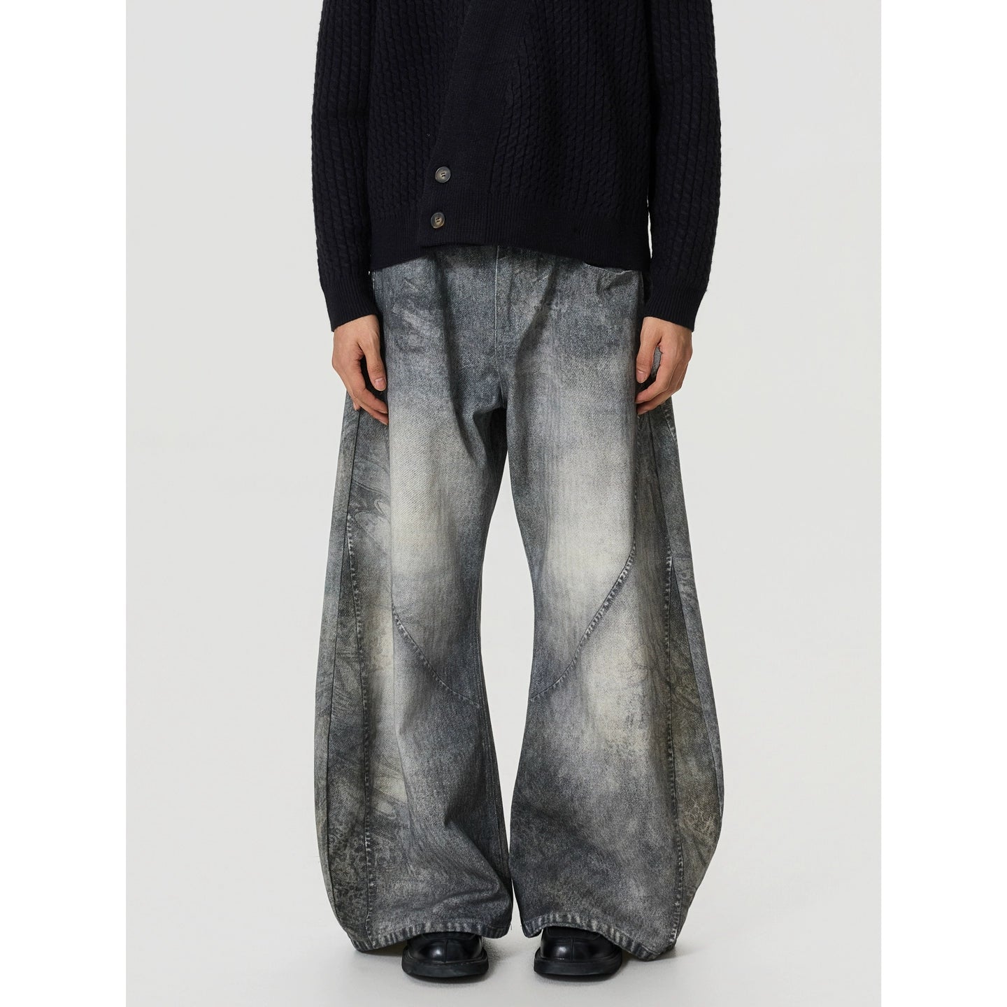 BTSG 3D Digital Printing Stitching Scimitar Jeans