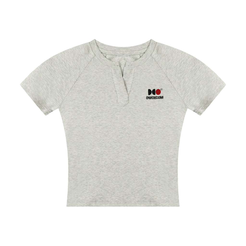 OWOX Elastic Slim Short Casual Henry Collar Tee