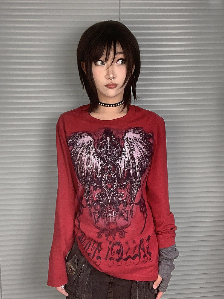 WEBBAR Punk Goth Metallic Thin Cotton Long Sleeves