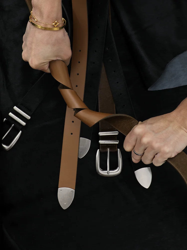 ZOZOFOREST First Layer Horse Leather Old Money Retro Leather Belt