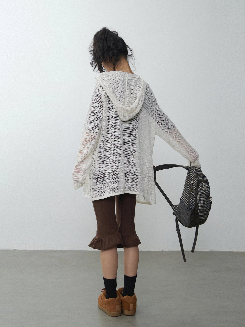 In Two Twos Cutout Knit Hooded Long Sleeves