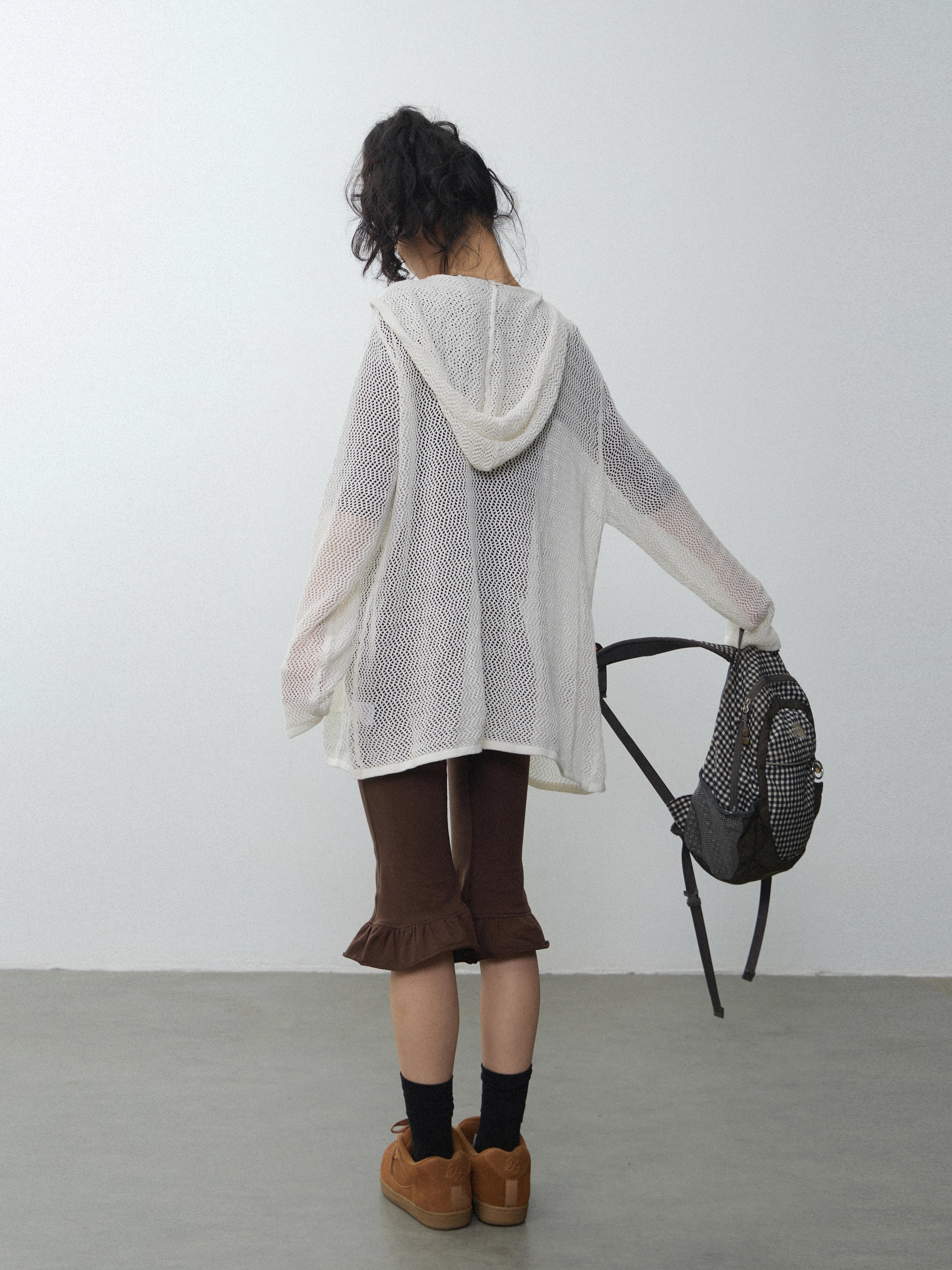In Two Twos Cutout Knit Hooded Long Sleeves