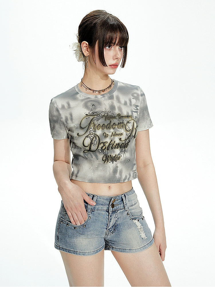 Imone Retro Tie-dye Printing Pit Strip Tee