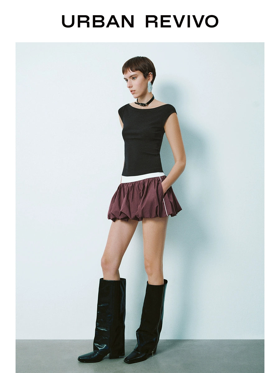 URBAN REVIVO Atmosphere Slim Neck Short Sleeve Tee