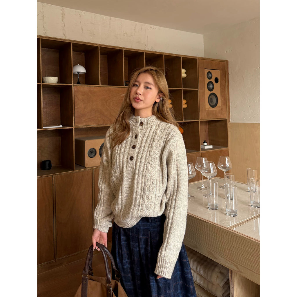 CCYE Twist Henry Collar Lazy Sweater