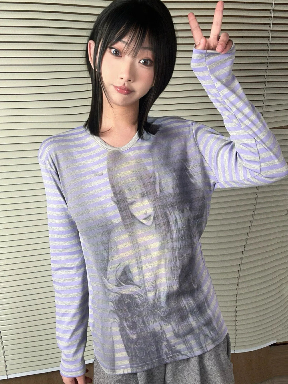 WEBBAR Striped Casual Versatile Long Sleeve
