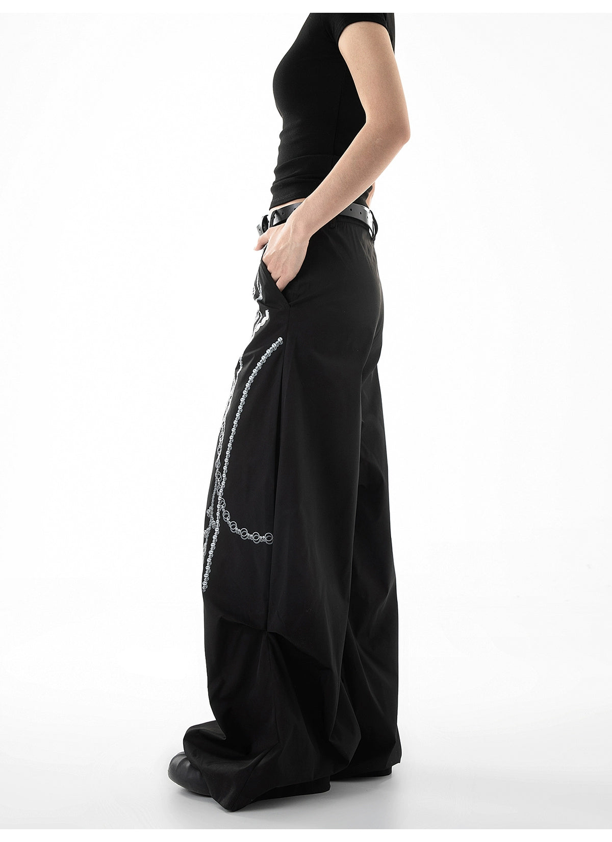 ICH MDOE Vintage Printed Versatile Straight High Waist Wide Leg Pants