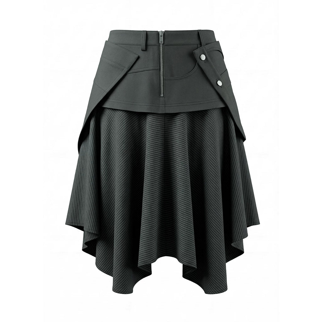 JIKOO Asymmetrical Tooling Splicing and Cutting Skirt