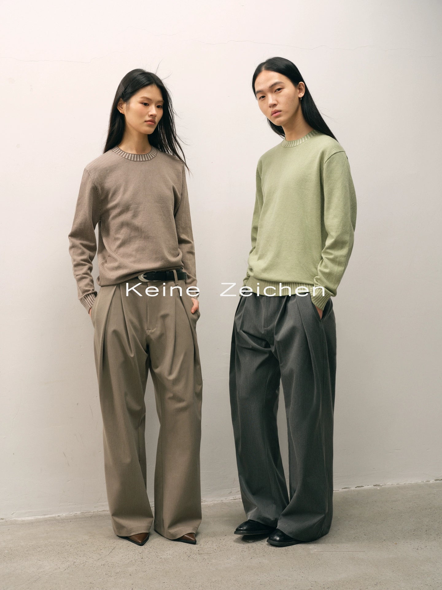 NO LOGO Fine Plaid Corrugated Jacquard Knitted Sweater