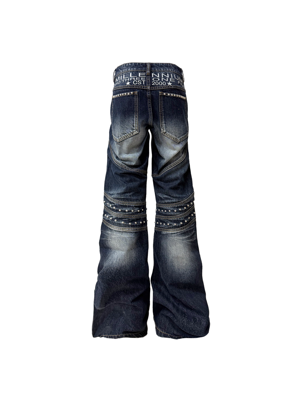 DETW Three-dimensional Embroidery Rivet Micro-pull Jeans