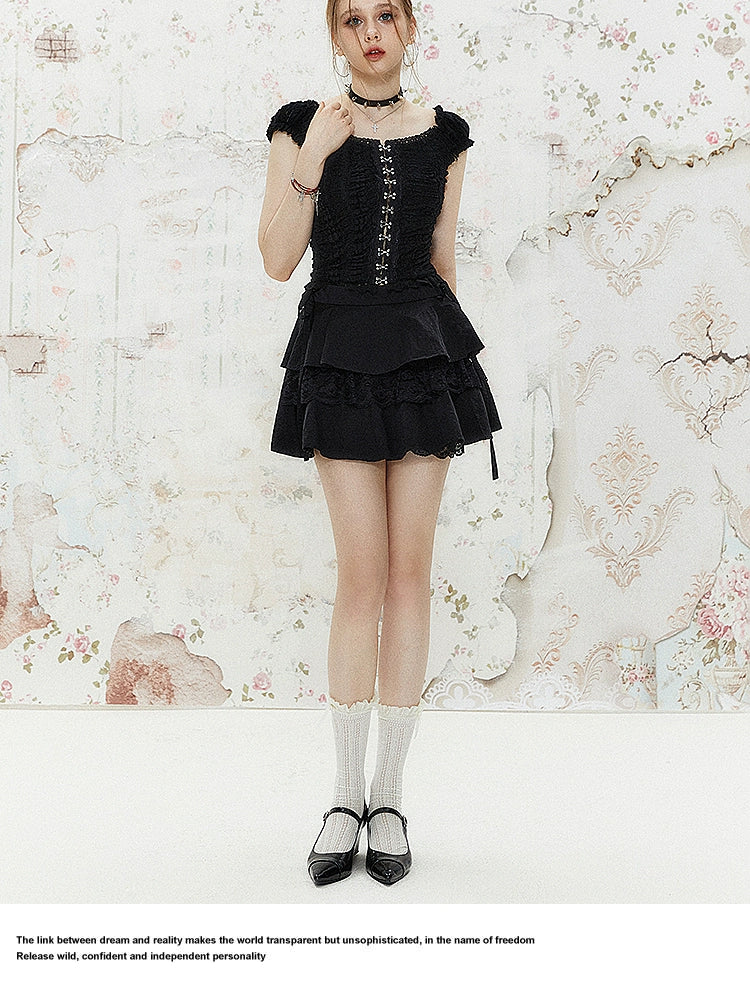 IMONE Square Neck Lace Shirt