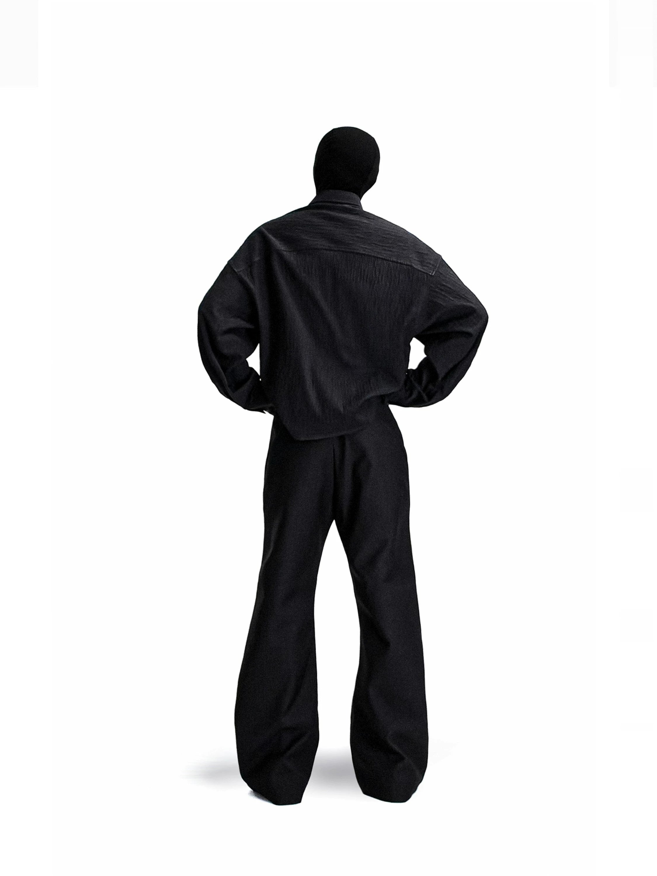 SOUTHFISH Pleated Texture Loose-fitting Long-sleeved Shirt