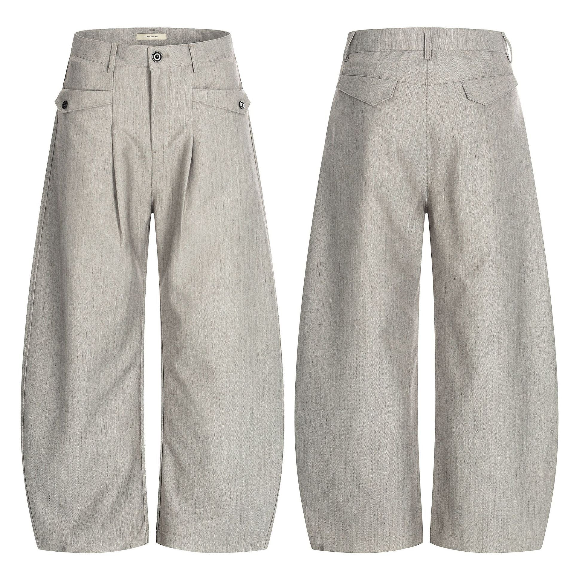 11KN Retro Double-pleated Loose Casual Trousers