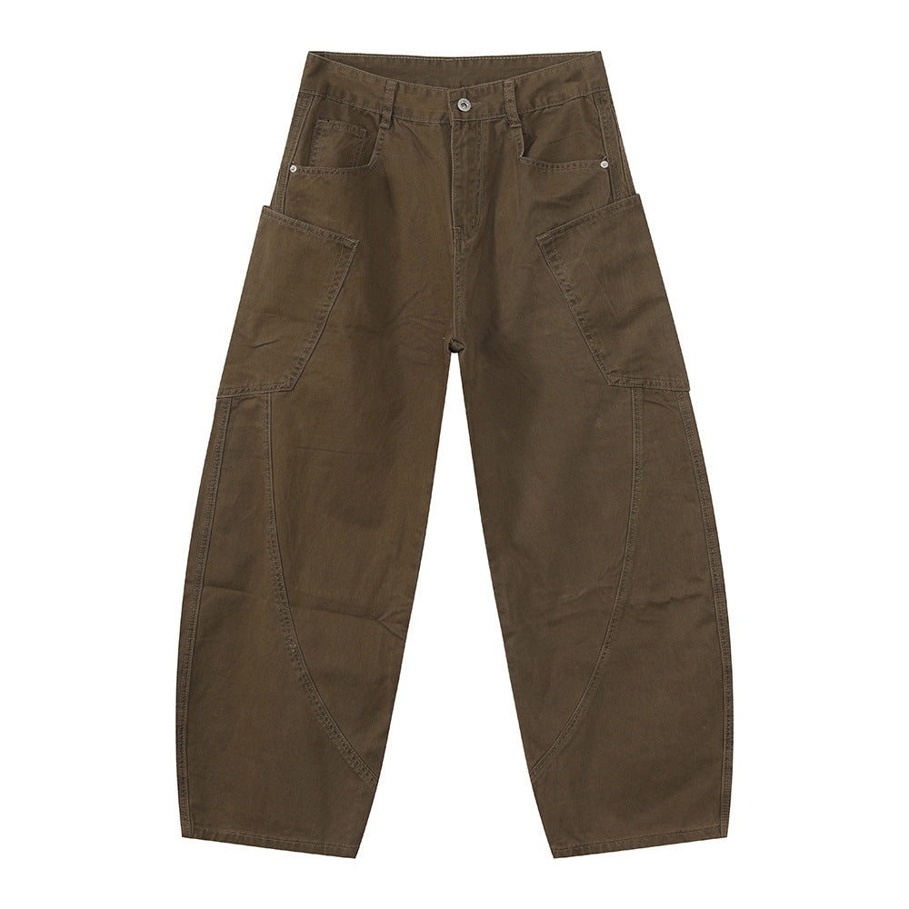 MTLCLOTHES Splicing Tooling Scimitar Washed Jeans