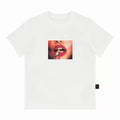 MMBBT Red Lip Print Flower Front Shoulder Embroidery Tee