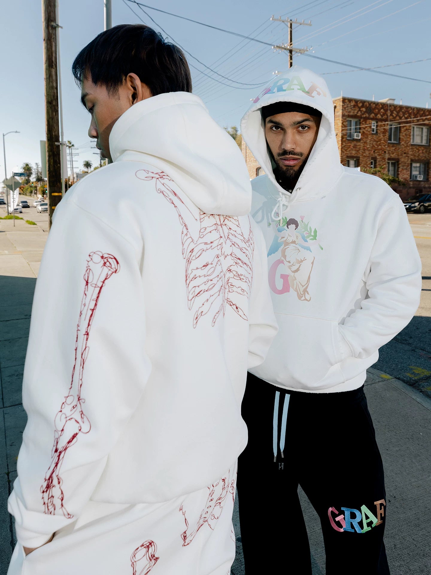 GRAF Rib Embroidered Versatile Double Hooded Sweater