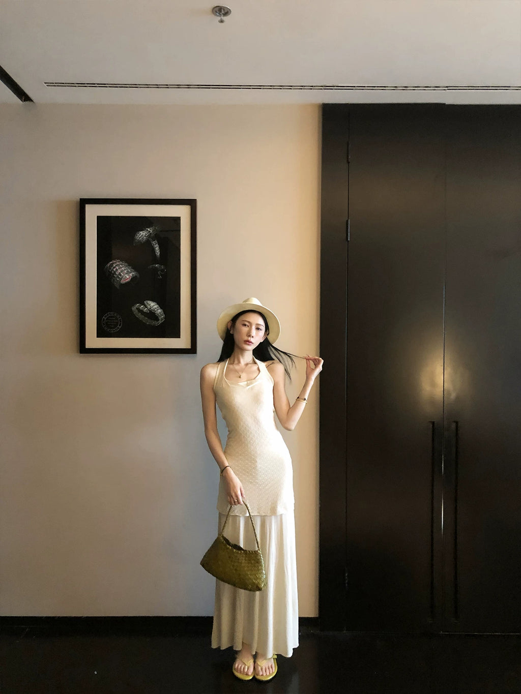 YOUNG KYLIN Neck Fake Two-piece Knitted Dress