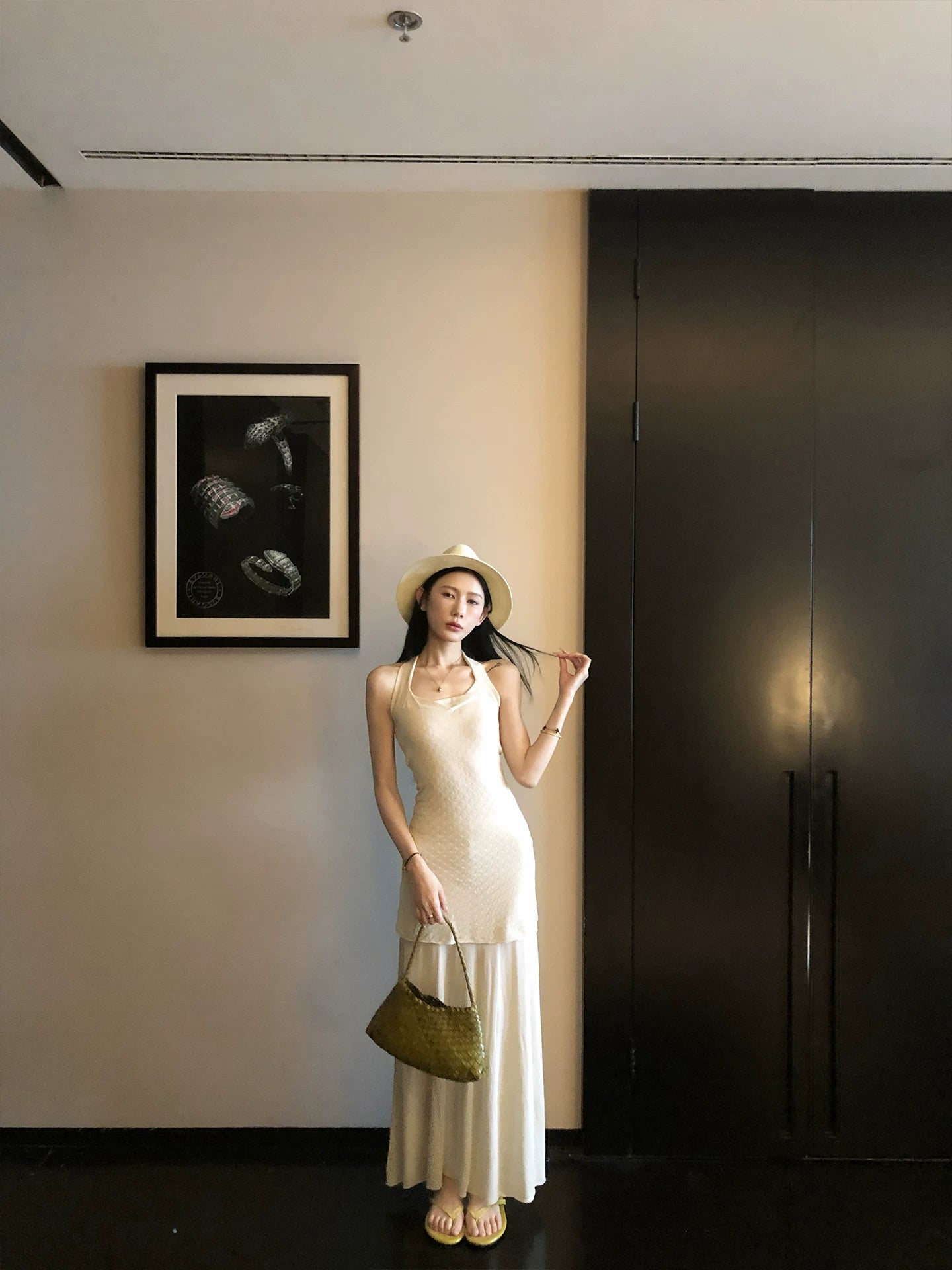 YOUNG KYLIN Neck Fake Two-piece Knitted Dress