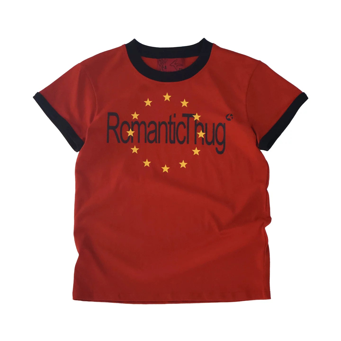 4AM Letter Star Print Front Shoulder Round Neck Tee