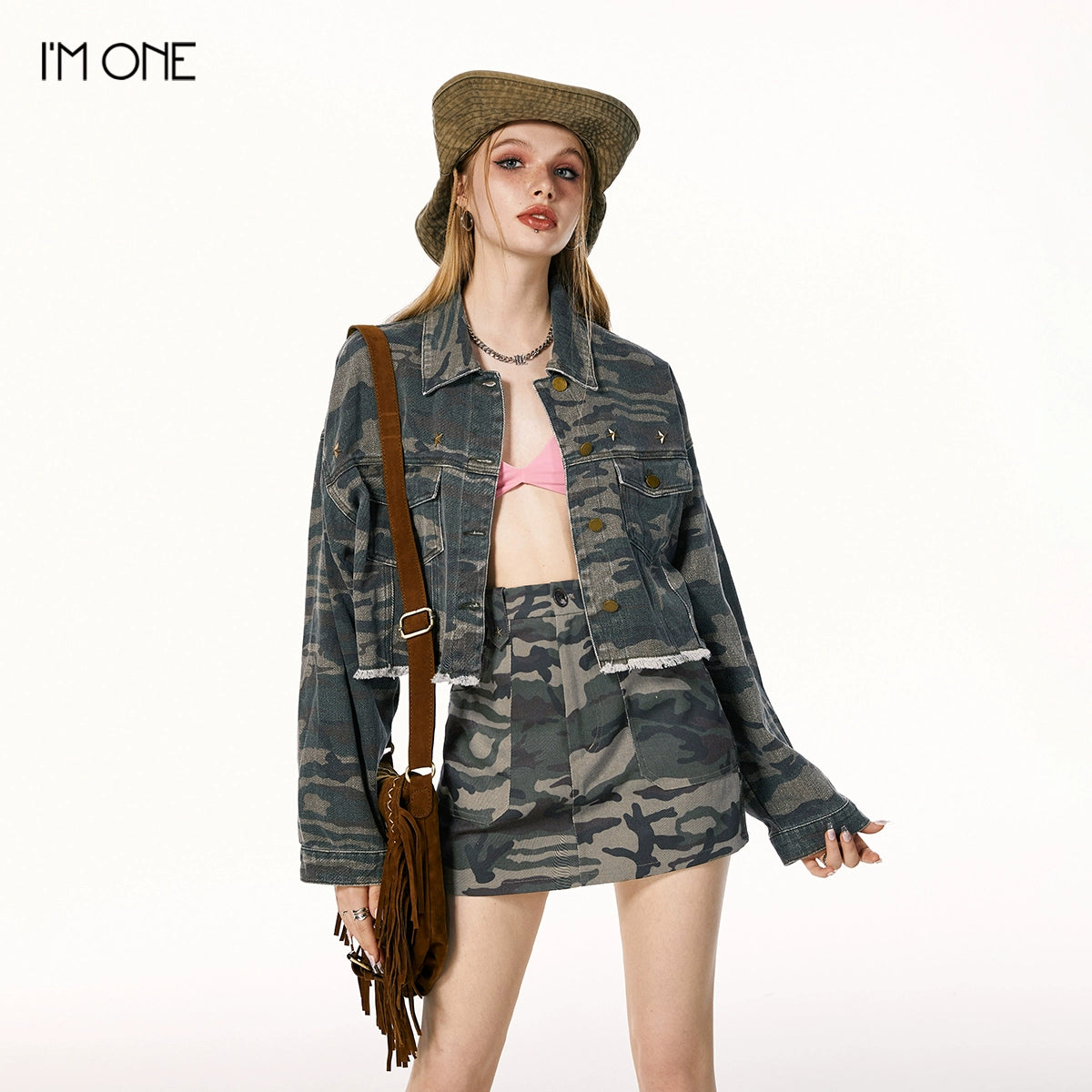IMONE Classic Camo Vintage Loose Denim Jacket
