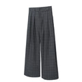 TZ Pleated Retro Plaid Wide-leg Drape Casual Trousers