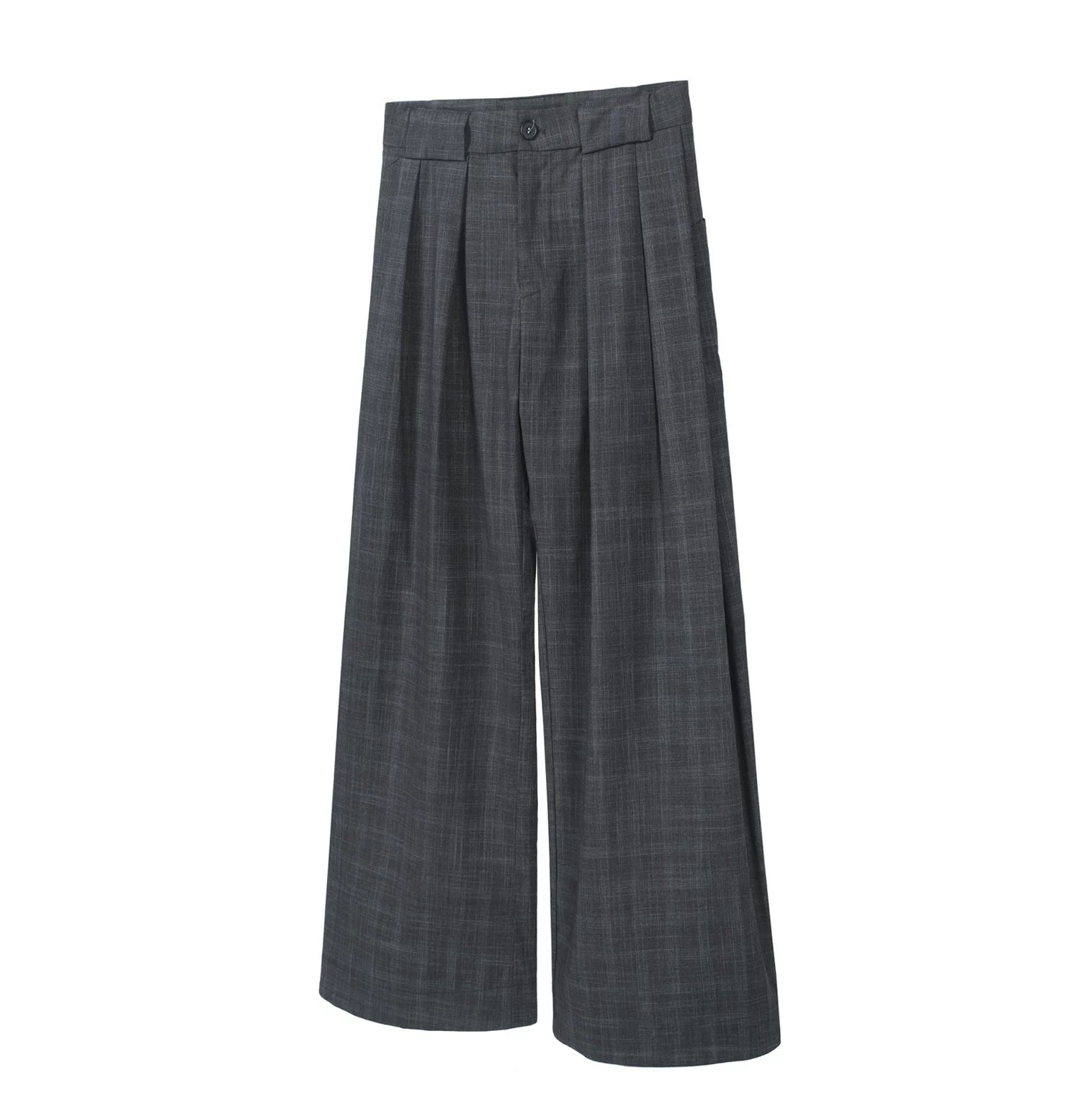 TZ Pleated Retro Plaid Wide-leg Drape Casual Trousers