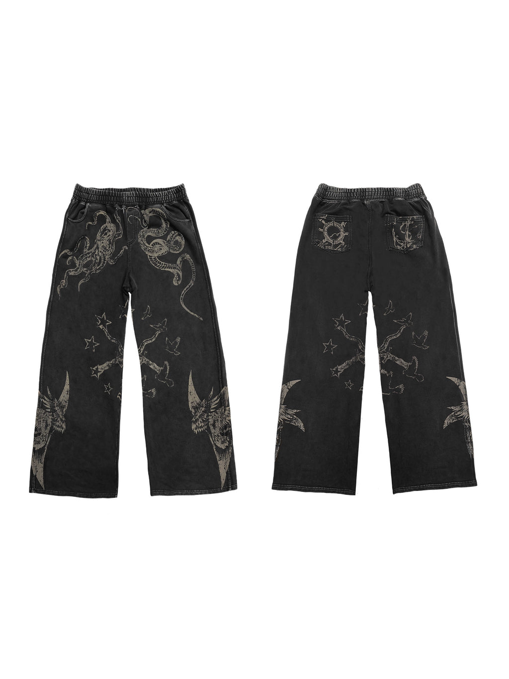 WANNA LAB Graffiti Hand-painted Old Straight Sweatpants