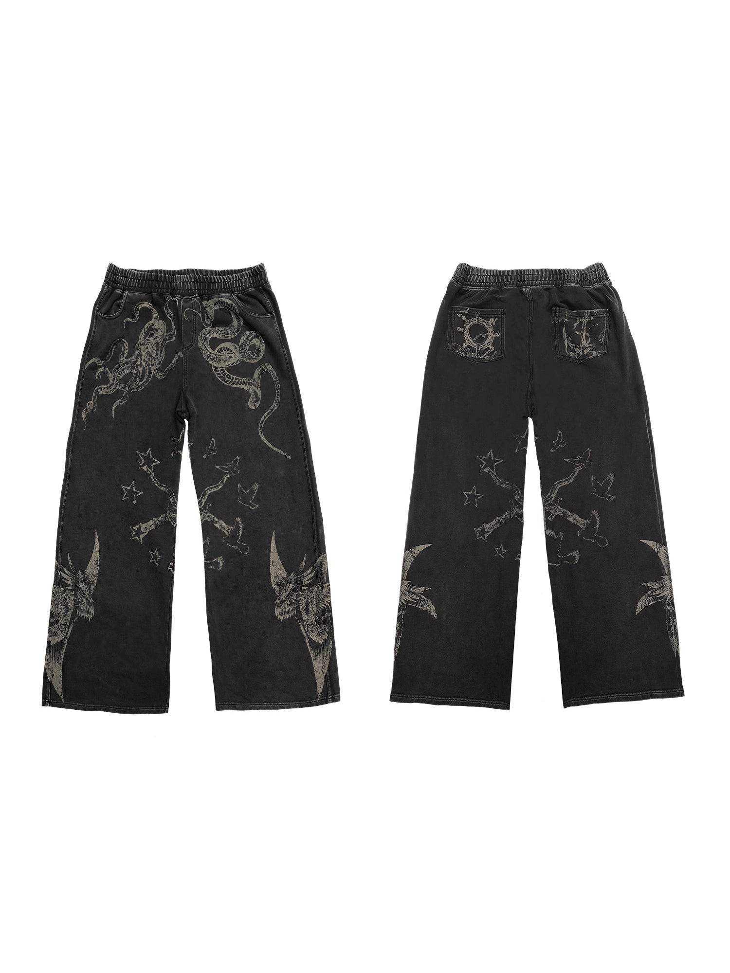 WANNA LAB Graffiti Hand-painted Old Straight Sweatpants