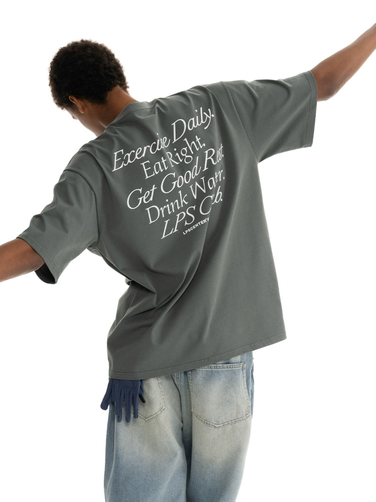 Loopsoon Back Letter Print Loose Tee